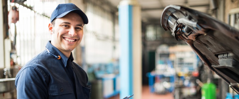 Mechanic at work in his garage